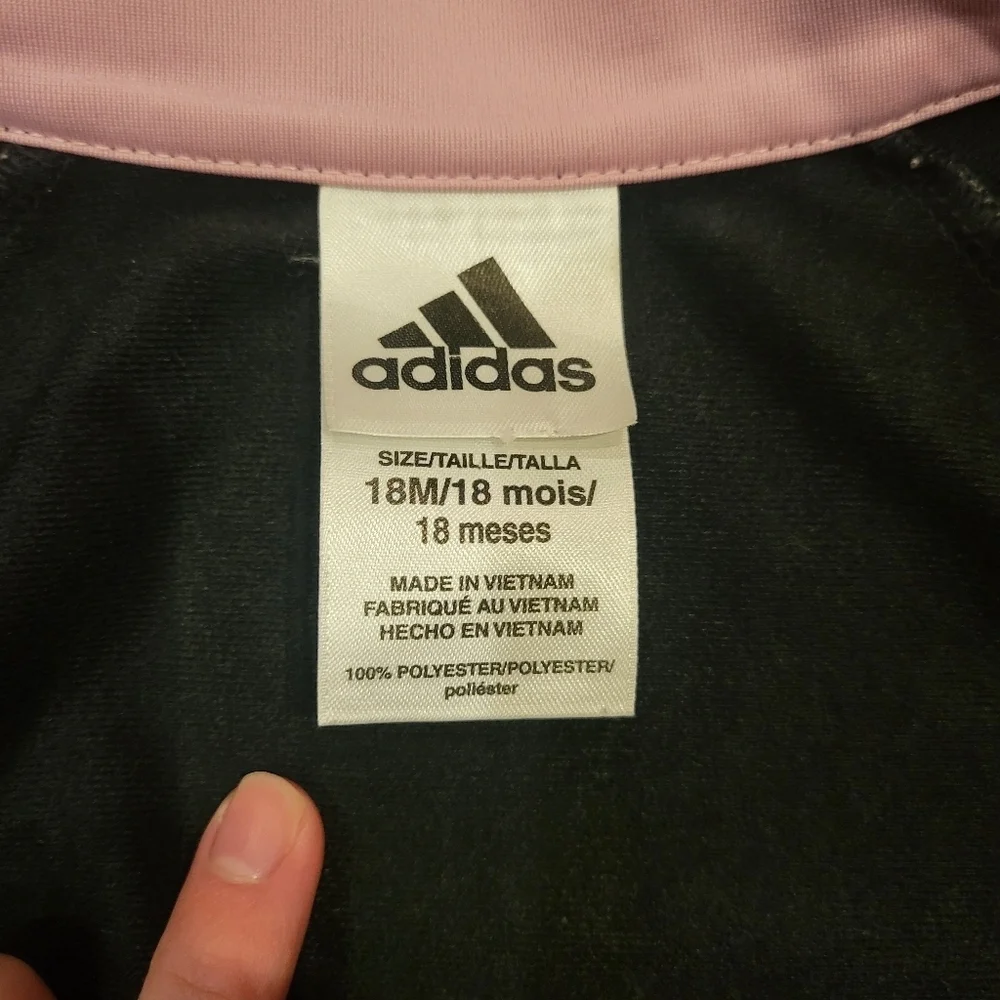 Adidas Full Zip Track Jacket Pink And Black Size 18 Months